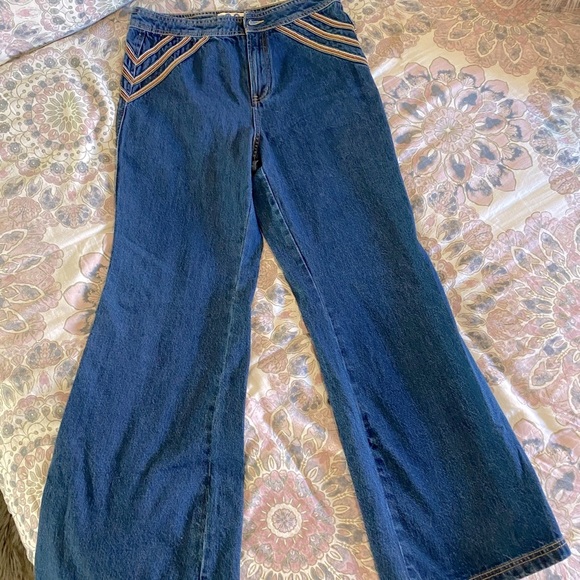 Free People Denim - Retro Stripe FREE PEOPLE Flare Bell Bottom Sz 30